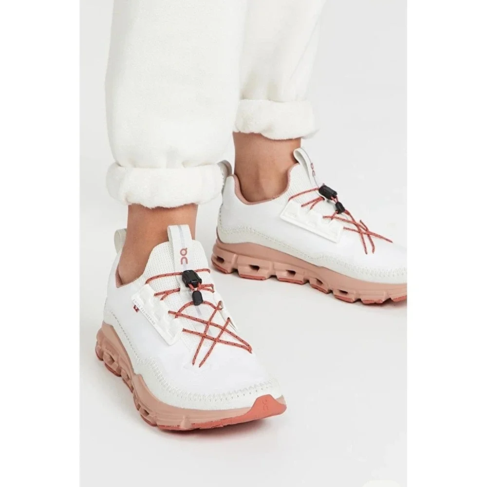 Women's Size 6 -On Cloudaway White Ice/Chilli Lace Up Low Top Sneakers Shoes NEW